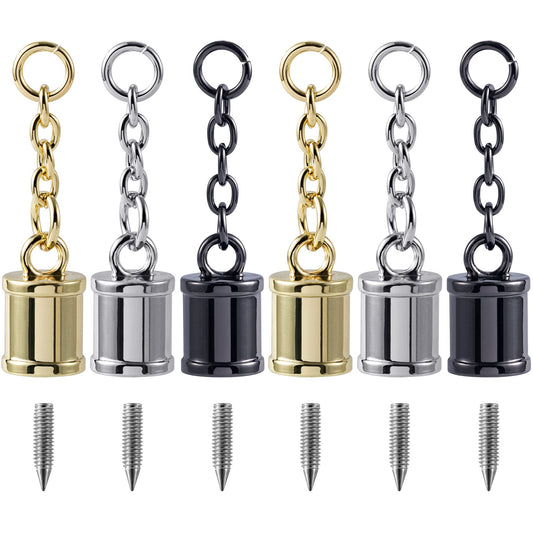 ANCIRS 15 Pack Cord End Caps with Screws for Tassel, Jewelry Making Bead Cap Bails with Curb Chain for Necklace Leather Zipper Pulls Handbags- 3 Colors