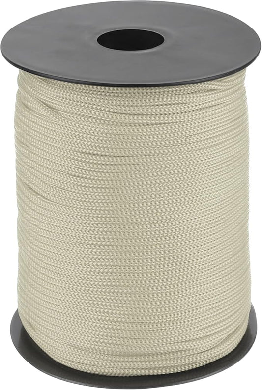 MECCANIXITY 1/8 Inch Polypropylene Rope Braided Ropes, 328ft Nylon Rope Hollow Utility Cord for Clothesline, Camping, Hiking, Outdoor, Camel Grey