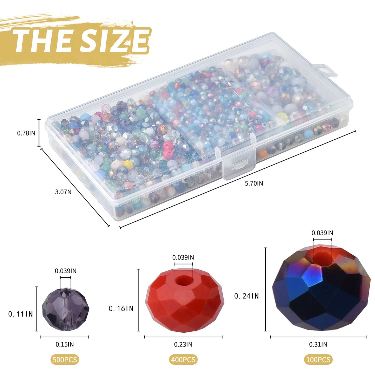 KINGSHINE Mixed 4/6/8mm Round Rondelle Beads 1000pcs Lampwork Briolette Glass Crystal Beads for Jewelry Making Kit,Bracelets,Necklaces,Earrings(Multicolor)