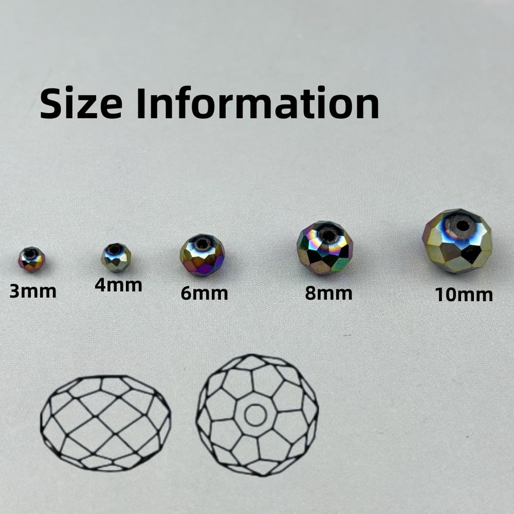 Pinhoollgo 60pcs 10mm Crystal Glass Beads Faceted Rondelle Glass Spacer Beads for Bracelets Necklace Pendants Earrings Key Chains Jewelry Making(Rainbow)