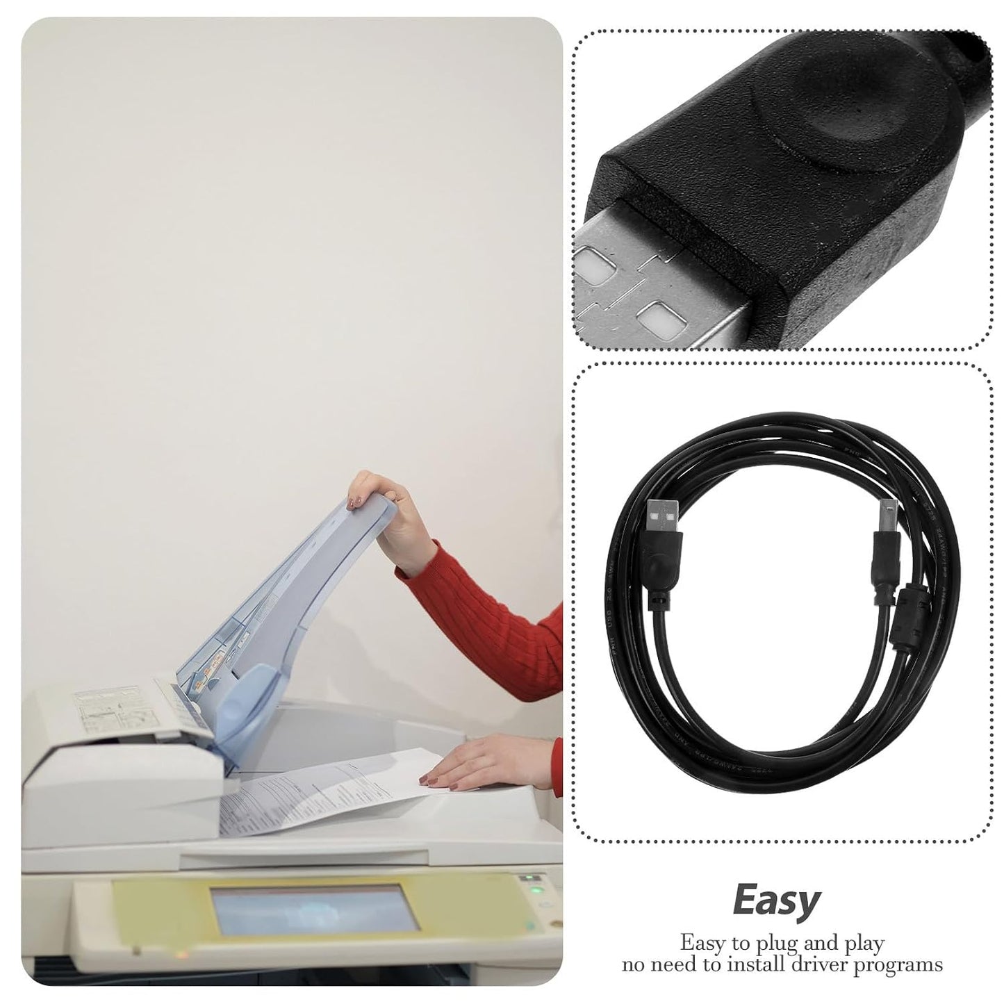 2.0 3 POPETPOP USB Printer Cable for Office and Home Use Meter Black USB Cable for Fax Machine Copier Scanner Computer
