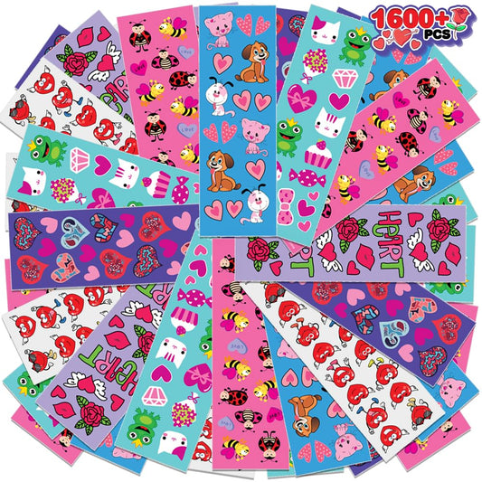 ArtCreativity 1600 Valentines Stickers for Kids, with 100 Sticker Sheets, Holiday Stickers and Treats Assortment, Valentines Party Favors for Boys, Girls, and Toddlers, Gift for Kids Ages 3 4 5 6 7 8