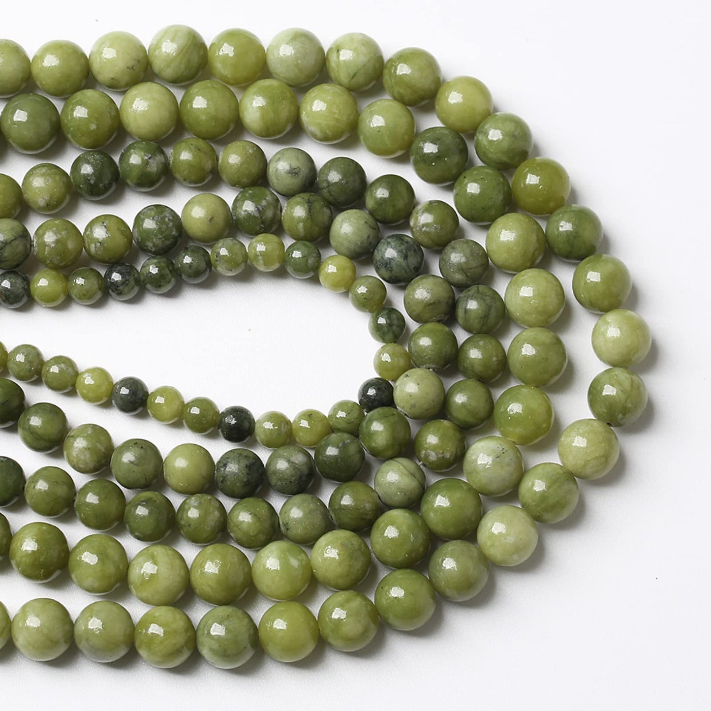 120PCS 6MM Natural Stone Chinese Green Jade Loose Beads for Jewelry Making DIY Bracelet Necklace