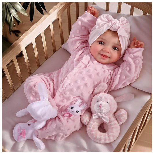 BABESIDE Reborn Baby Dolls Sunny - 17 Inch Cute Realistic Baby Doll with Soft Cloth Body, Poseable Real Life Baby Dolls with Bottle and Accessories for 3+ Years Old Girl Gifts, Pretend Play