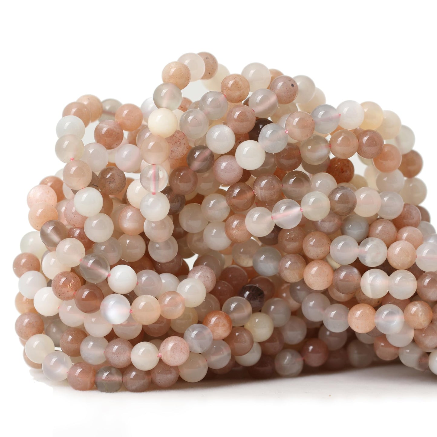 CHEAVIAN 60PCS 6mm Natural Rainbow Moonstone Stone Gemstone Round Loose Beads for Jewelry Making 1 Strand 15"