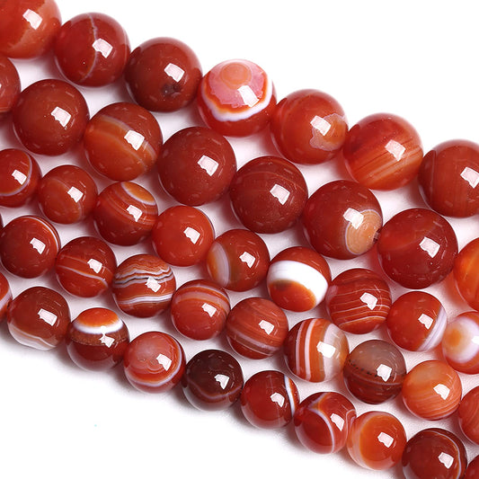 10MM 37PCS Natural Stone Red Agate Onyx Loose Beads for Jewelry Making DIY Bracelet Necklace
