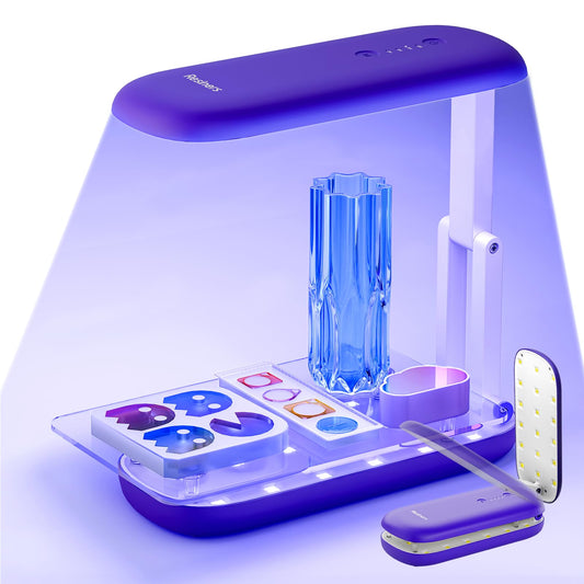 Resiners Double-Sided UV Resin Light, UV Light for Resin Curing with 36 LED Beads, Foldable UV Lamp, Wireless & Rechargeable Blacklight, Craft Supplies Tools for Resin Molds, Jewelry Making, Purple