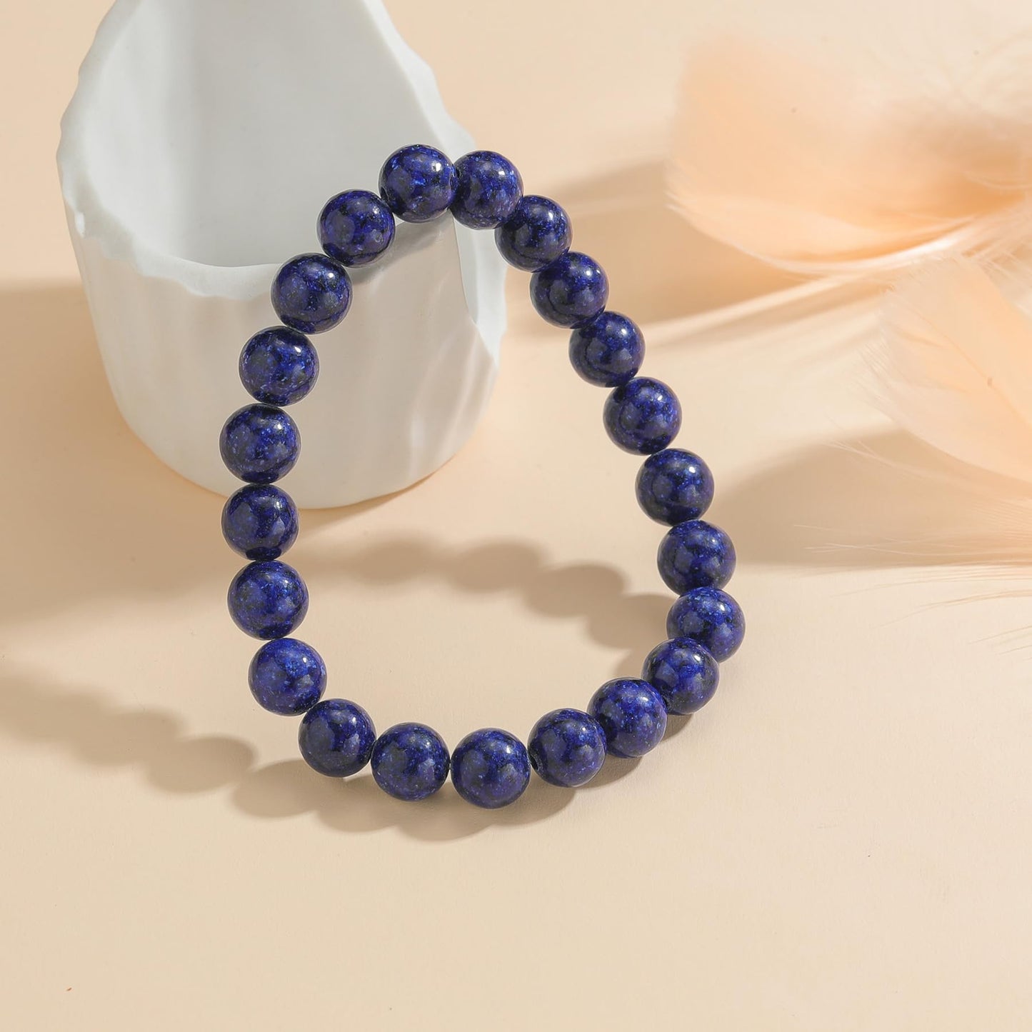 Udolfly Womens Crystal Beaded Bracelets for Women Men Protective Energy Bracelet Natural Gemstone Bead Bracelet 6mm Lapis