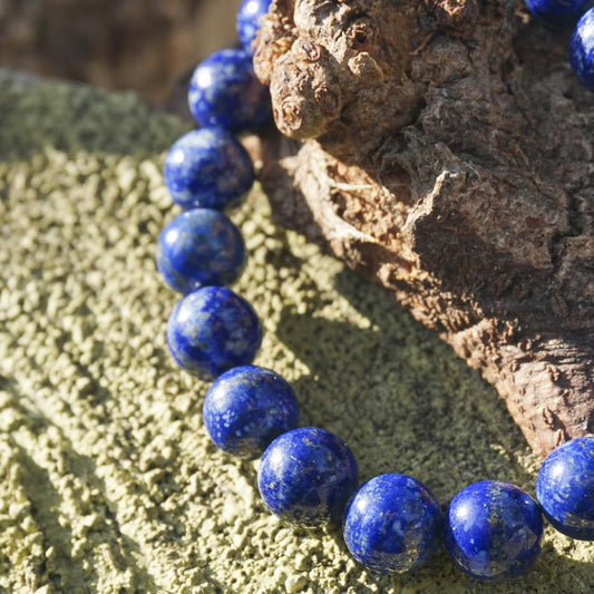 10mm Lapis Lazuli Bracelet | Natural Royal Blue Throat & Third Eye Chakra Crystal Gemstone Beads - Handmade Meditation Protection Jewelry | Beading Tool Kit - Fits for 7-8" Large Wrist