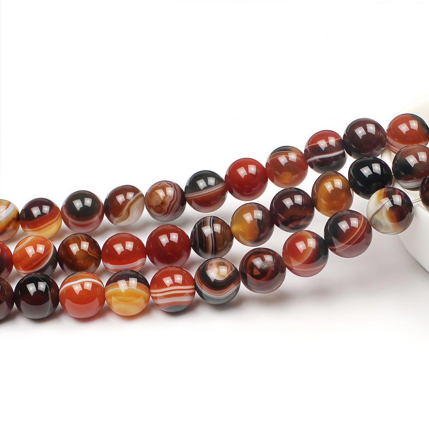 MJDCB Red Coffee Agate Beads Natural Agate Stone Round Loose Beads Ball Handmade Jewelry Bracelet Making DIY (8mm)