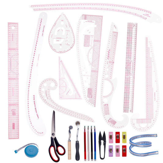 AMZTKDIY Acrylic Sewing Ruler Set，French Curve Pattern Rulers Kit for Tailors Designers Precision Pattern Making Guides Quilting and DIY Supplies (Ruler Set 4-15Pcs)