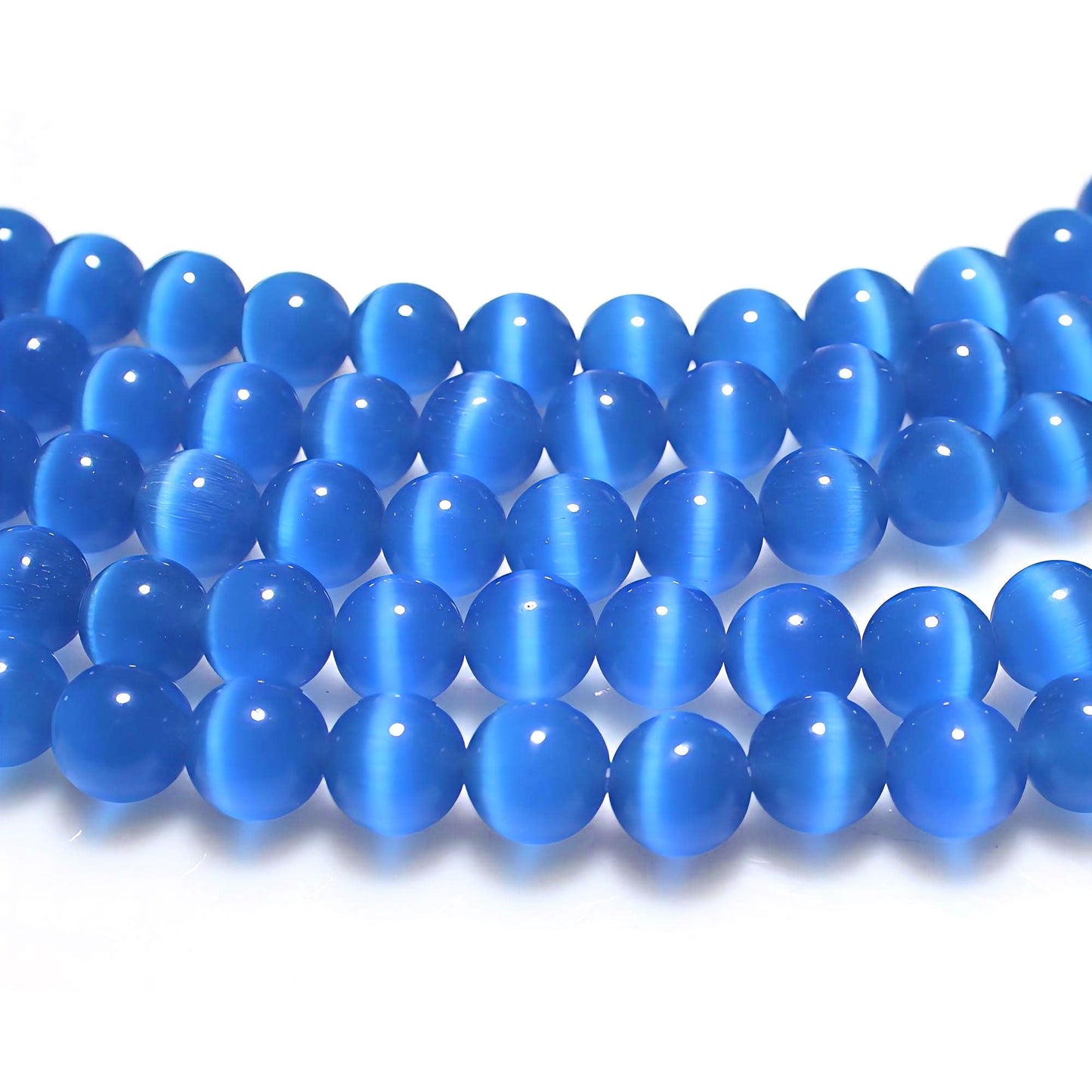 MJDCB 45pcs Royal Blue Cat Eye Stone Beads 8mm Round Crystal Loose Bead for Jewelry Making DIY Bracelets Necklace Accessories