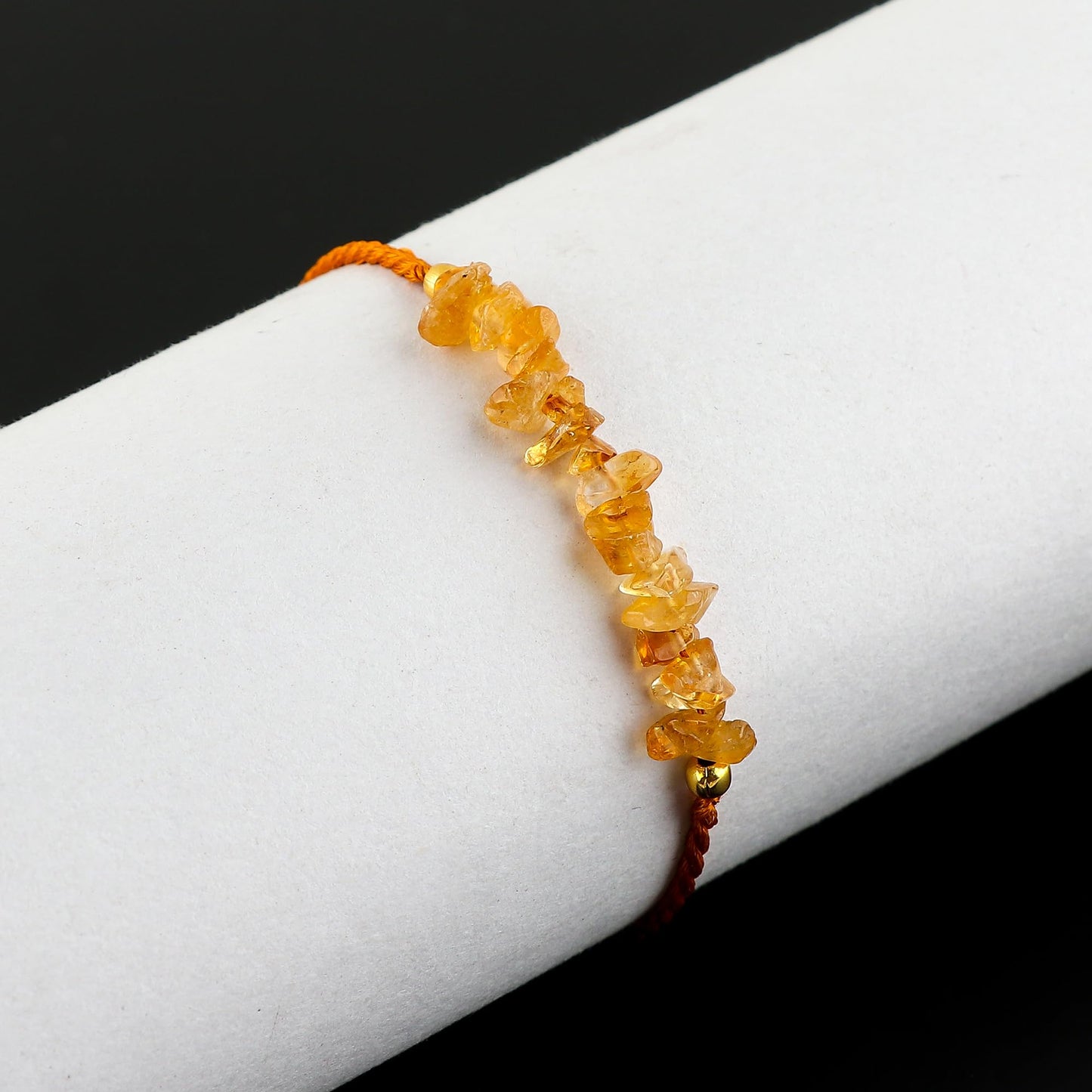 TGH Natural Citrine Chips Braided Bracelet Healing Birthday Gift for Her Resizable Hand Braid Rope Thread Protection Bracelet for Men Women Gemstone Jewelry 7 inch Christmas Gift (Citrine)