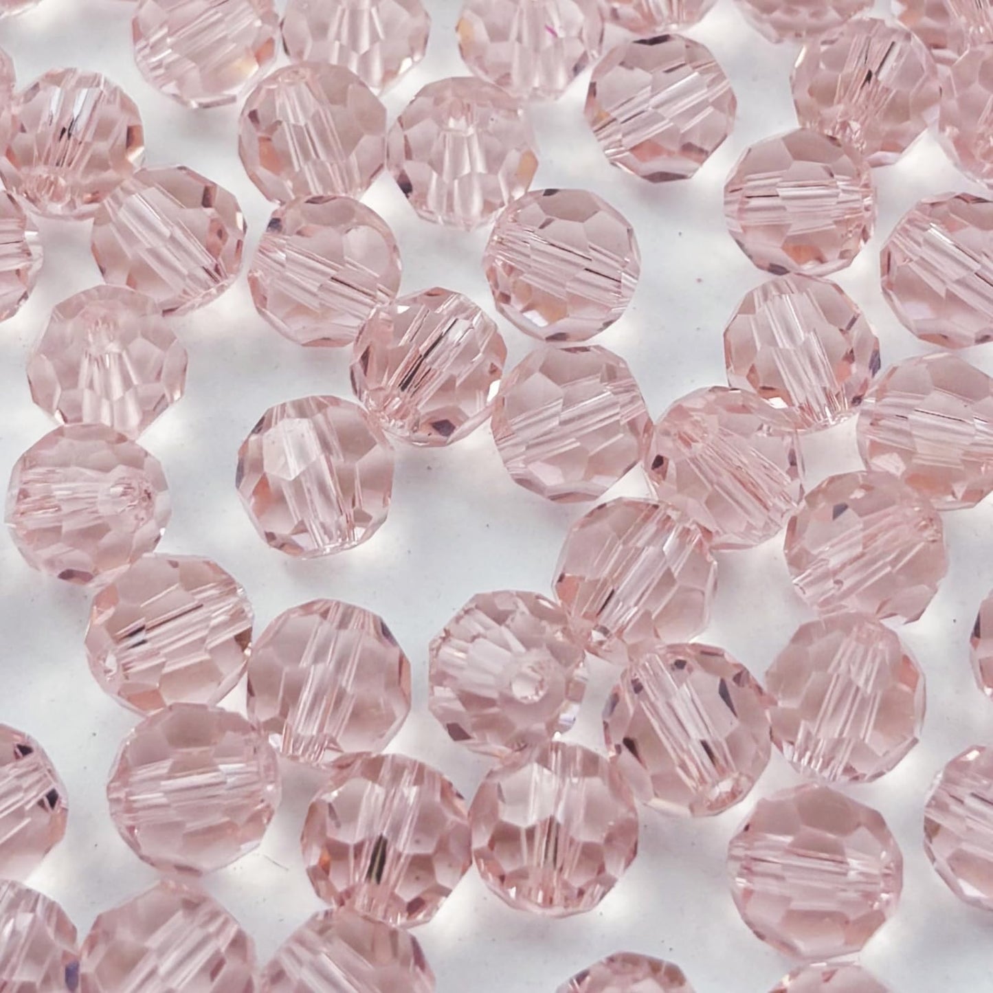 YUEXIGO 100pcs 8mm Round Crystal Glass Beads for Jewelry Making, Faceted Crystal Glass Spacer Beads for Bracelet Earring Necklace DIY Craft(Light Pink)