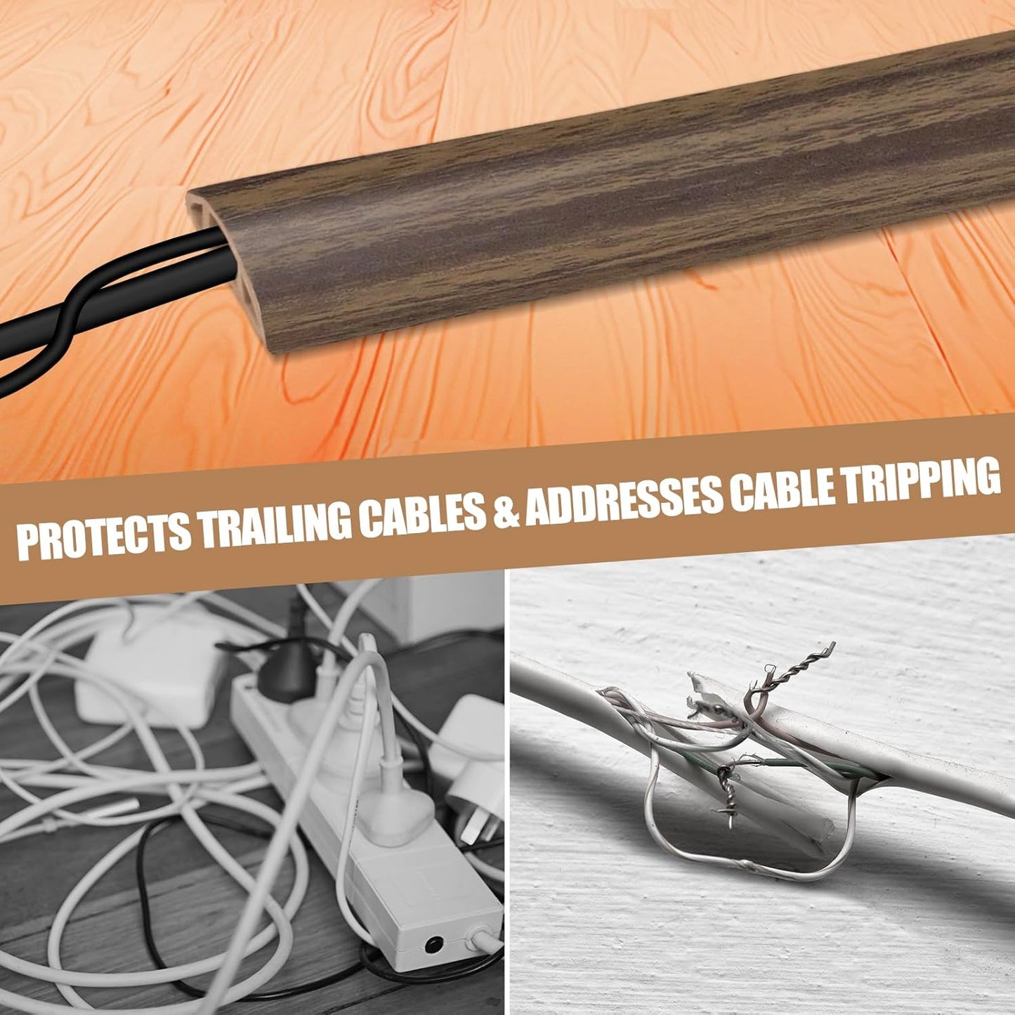 DBHXXMB-HH Hider,10FT Cavity:0.47"(W) 0.35"(H) Floor Cord Cover Self Adhesive Cord Cable Management, Extension Strip