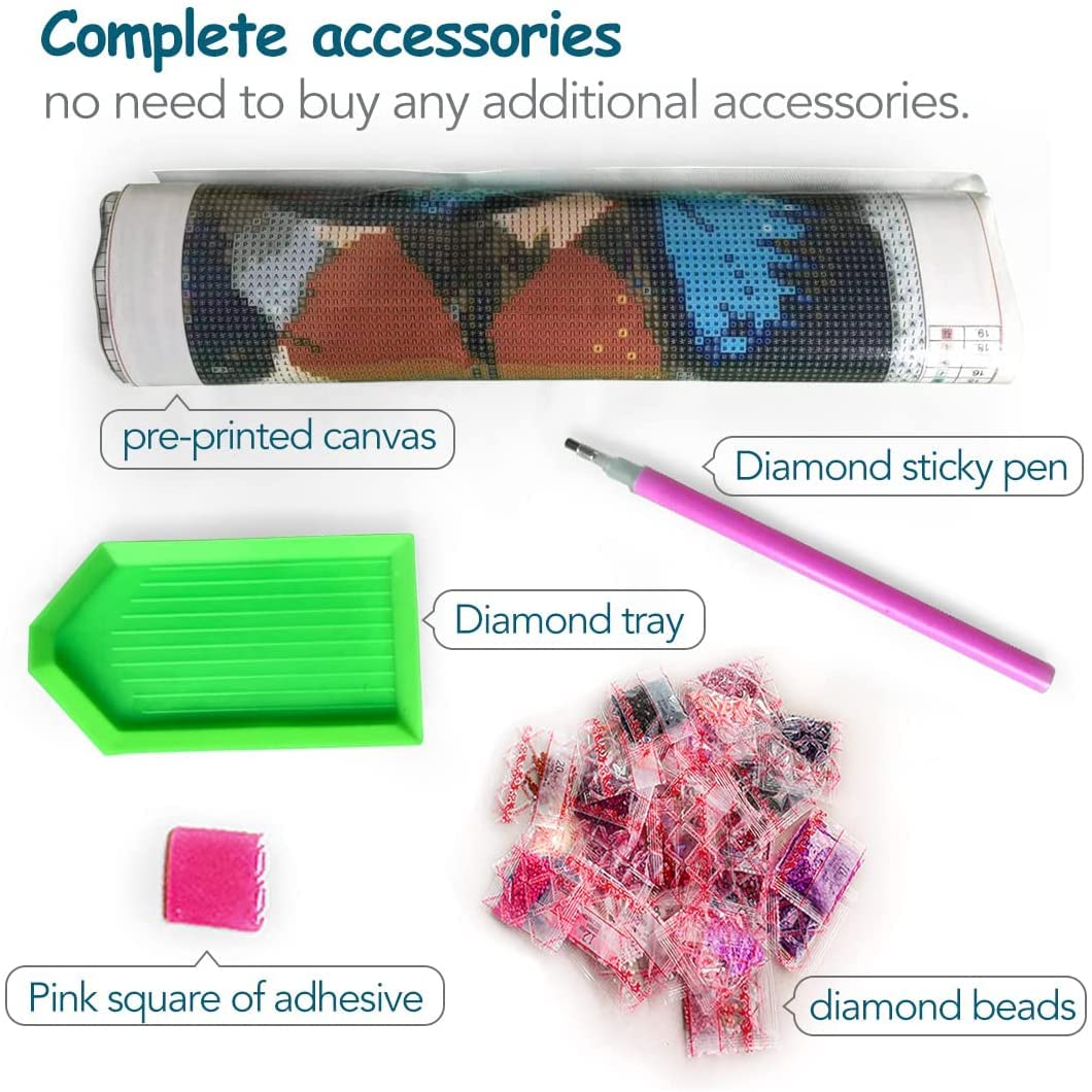 WHYCJXWL Diamond Art Kits for Adults and Kids, Full Drill Round Rhinestone Diamonds, Diamond Art (12X16 Inch)