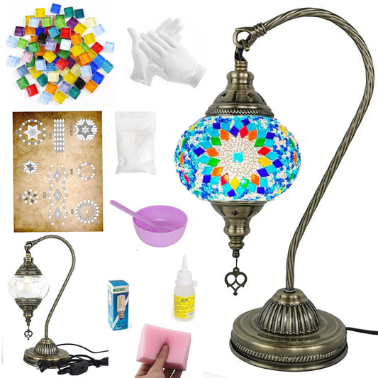 JORSCD DIY Turkish Mosaic Lamp Making Kit Colorful Stain Glass Lamp Kit,Make Your Own Night Light Decorative Mosaic Table Lamp