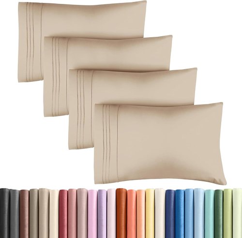 King Pillow Cases by [Brand Name] - Ultra Soft Hotel Quality Covers | Comfy, Wrinkle-Free, 4-Piece Set - Cream