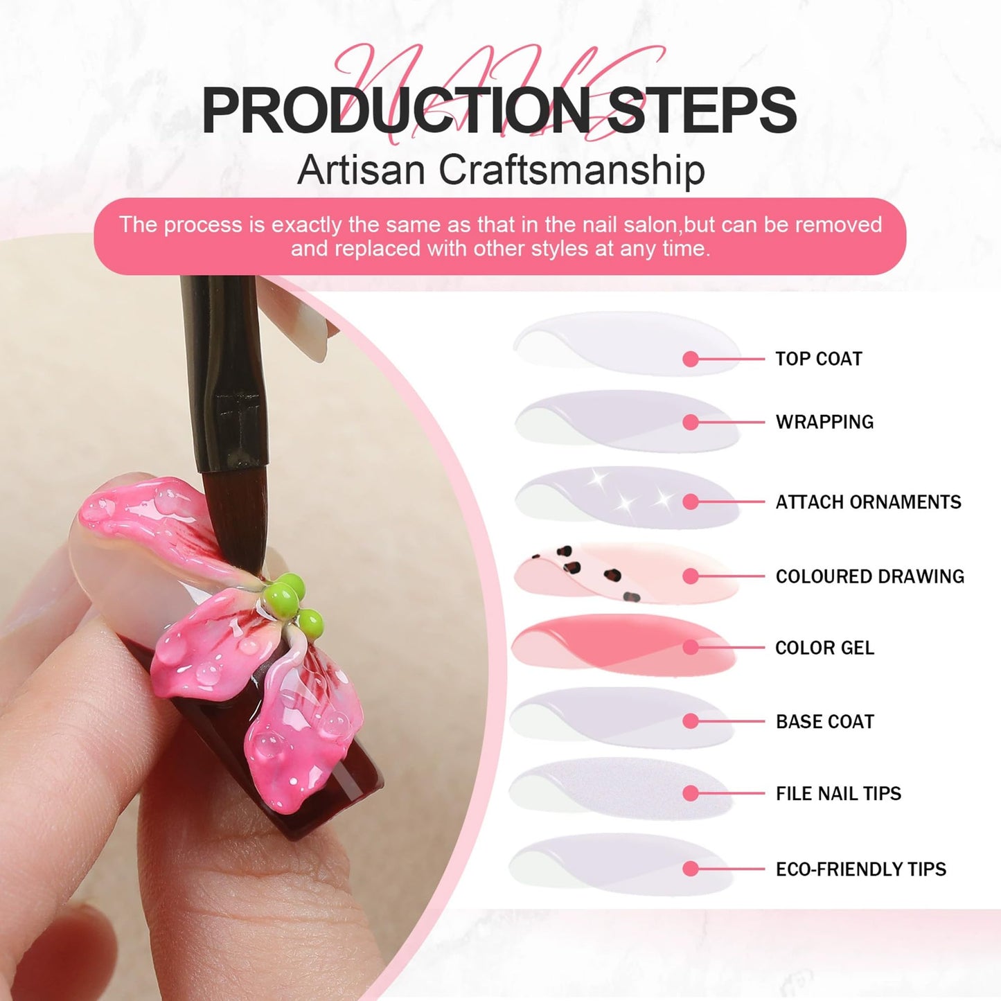 Handmade Press on Nails Long Luxury Reusable Almond Fake Nails with Metallic Butterfly Design 3D Luxury Pink Ombre Acrylic Nails Press Ons Y2k False Nails for Women DIY 10Pcs(Size M)