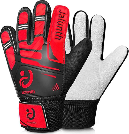 Jalunth Soccer Goalie Gloves Kids Youth Goalkeeper Field Player Gloves Boys Girls Training Grip Goal Keeper Glove Age 4-14 Years Old with Upgraded Anti-Skid Latex Palm