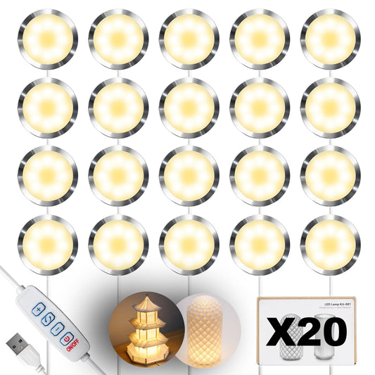 BamoAcc LED Lamp Kit for Bambu Lab, LED Lamp Kit 001 for Bambu Lamp Kit 3D Printer LED Lights Makerworld Model Light 5 Volt Led Project Light Craft DIY Accessories (20PCS Three Colors)