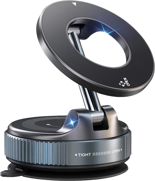 BLISSJU Vacuum Magnetic Car Phone Holder Foldable Mount with Ultra Suction Cup for Magnetic Phone Cases Cell Phone