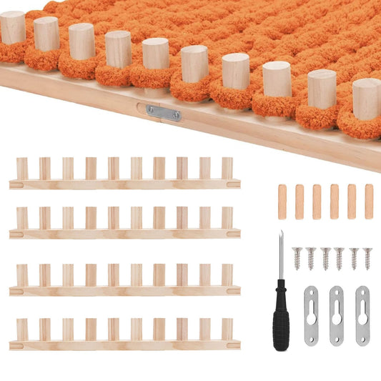 PHENNFUSION Chunky Blanket Loom for DIY Throw Blankets, 61.4" Wooden Loom Frame Adjustable Size Foldable Portable Hand Knitting Yarn Chunky,No Needles Required,Beginner Friendly Yarn Craft