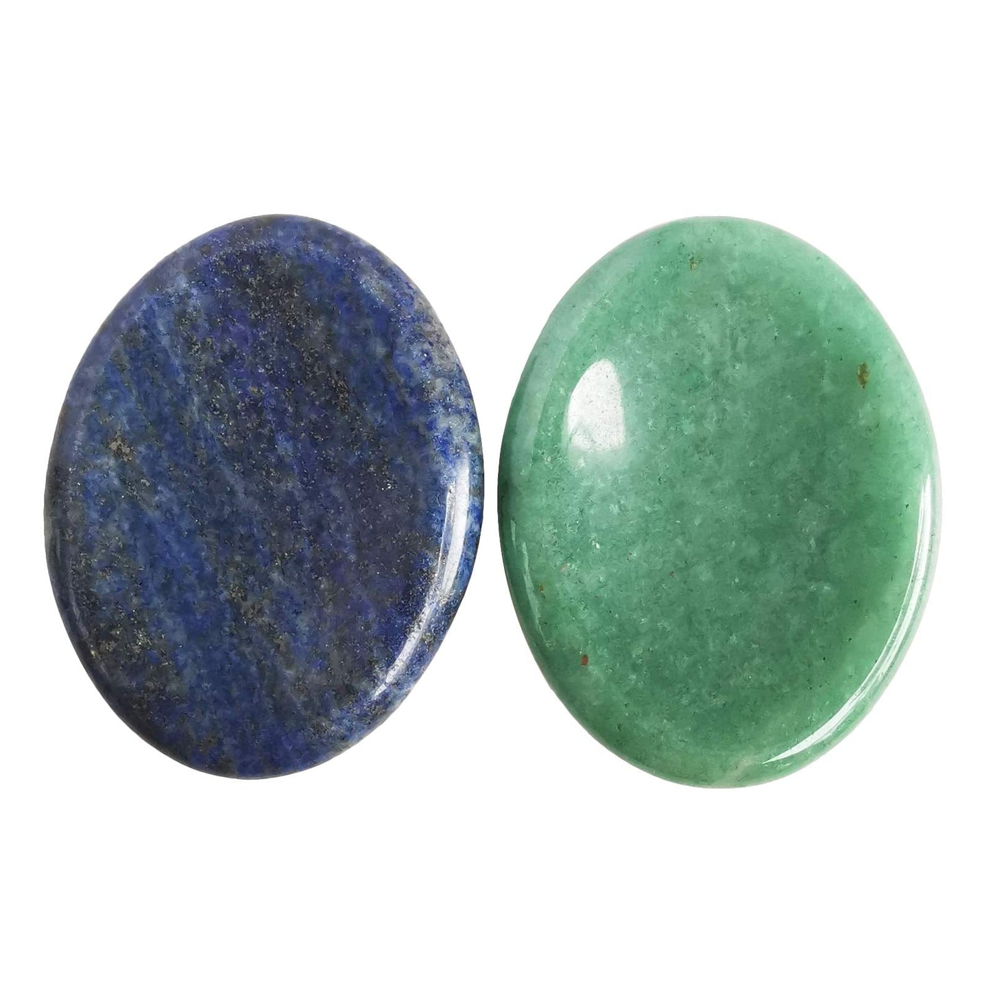 Loveliome Lapis Lazuli and Green Aventurine Thumb Worry Stone, Stress Relax Healing Reiki Crystal Pocket Palm Stones,Pack of 2