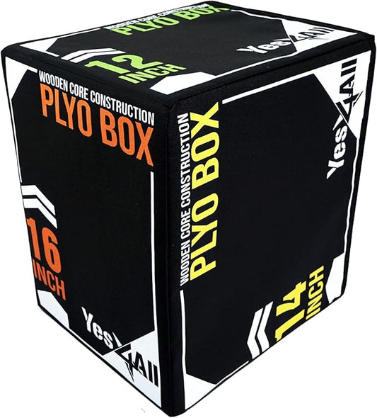 Yes4All 3-in-1 Soft-Padded Plyo Box With Wooden Core, Non-Slip Multi-Use Cushioned Plyometric Jump Box with Vinyl Cover for Jumping, Conditioning, Strength Training