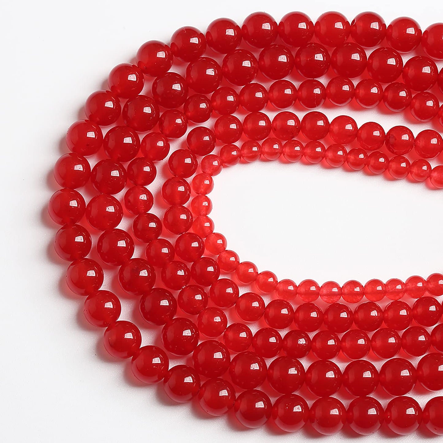 10MM 36PCS Natural Stone Red Chalcedony Jade Round Loose Beads for Jewelry Making DIY Bracelet Necklace