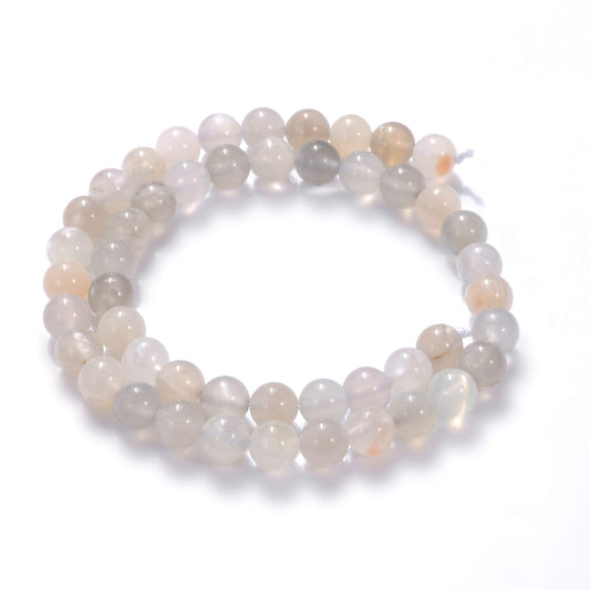 10mm Natural White Moonstone Gemstone Round Loose Beads Crystal Stone Bracelet Necklace Accessories Crafts for Jewelry Making DIY,1 Strand 15"