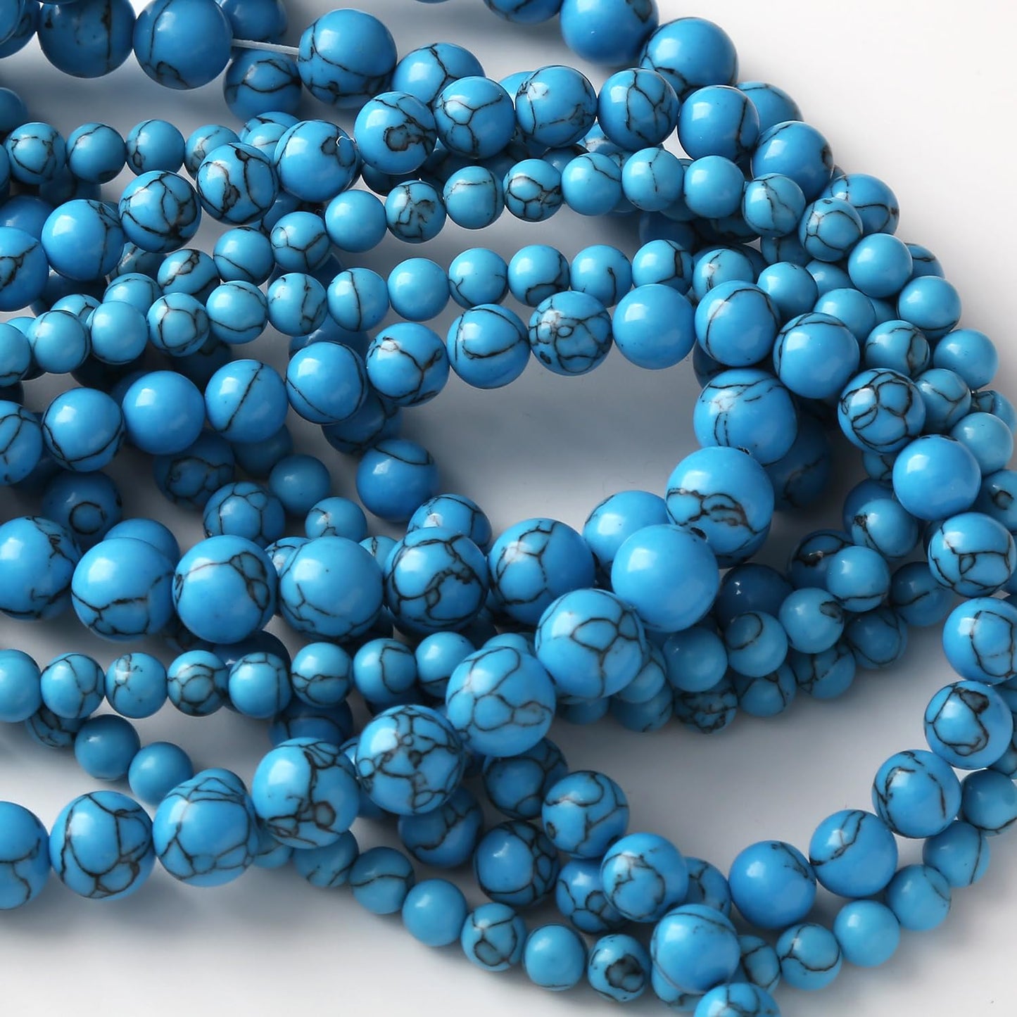 35PCS 10MM Blue Turquoises Round Loose Beads Natural Gemstone Beads for Jewelry Making DIY Bracelet Necklace 15"