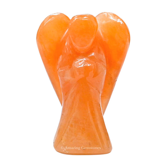 Amazing Gemstone Red Aventurine Angel - Red Aventurine Crystal Angel and Pocket Guardian Angel Crystal Figurines (1.5 inches)