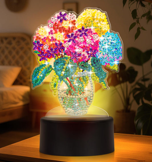 ALKALO Diamond Painting Night Light, Diamond Painting Kits for Adults Desktop Ornaments for Table Tabletop Decor Diamond Art Accessories for Adult Beginner Touch Lamp for Bedrooms Living Room- Flower