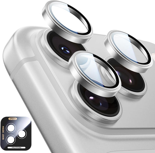 17 Max/17 Kit&1:1 9H Set 2,Sliver MAGIC JOHN for iPhone Pro Pro Camera Lens Protector [Alignment Invisible Fit]