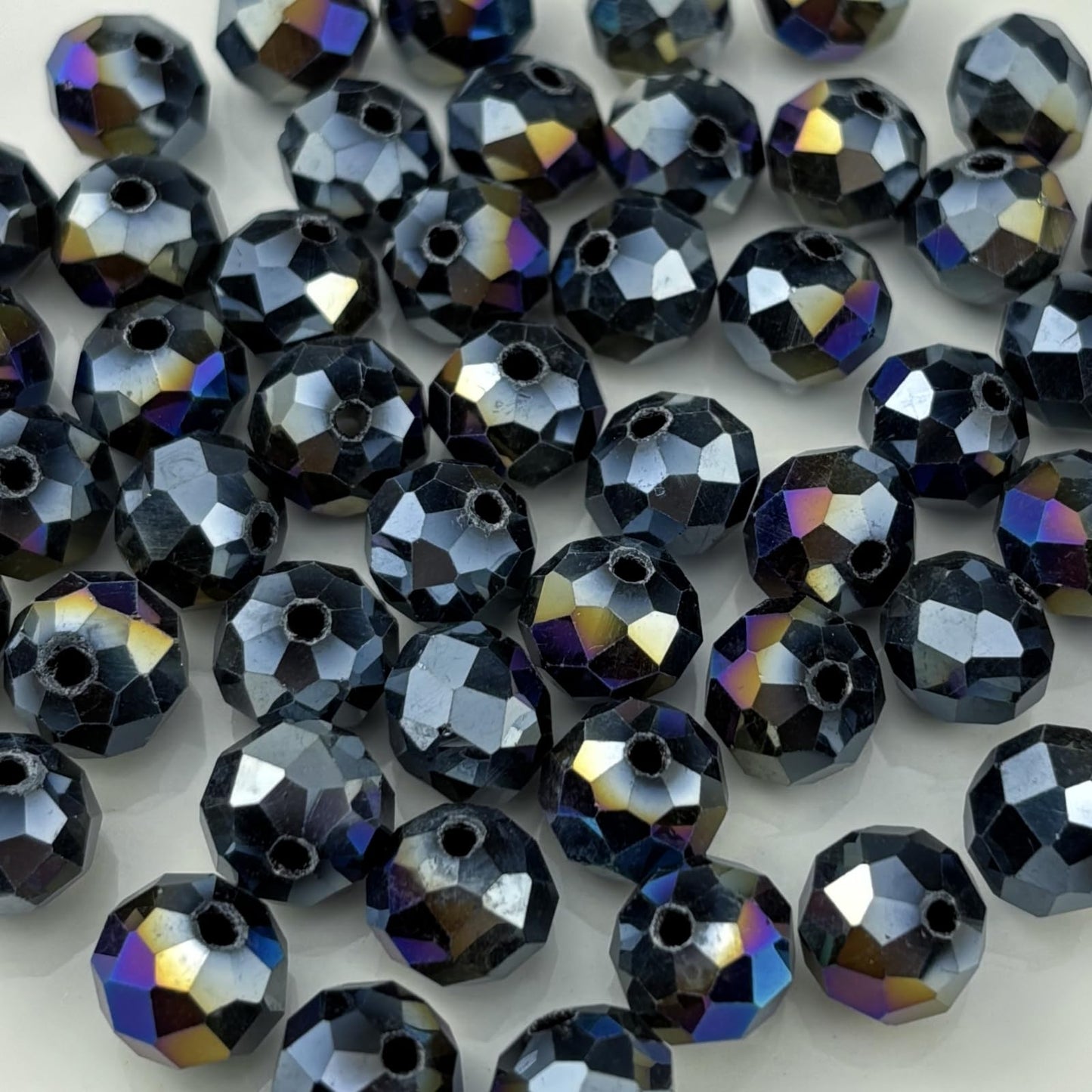 YHYPOCI 100pcs 8mm Crystal Glass Beads for Crafts Faceted Rondelle Glass Beads for Jewelry Making Crystal Spacer Beads for Necklaces Bracelets Earrings DIY Craft(Black AB)