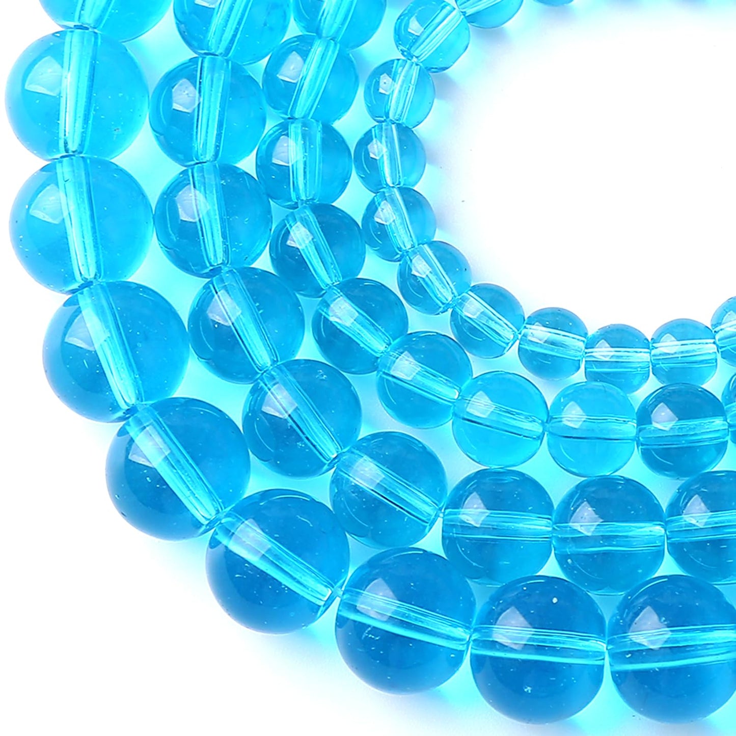 zhovmylo 12MM Lake Blue Glass Beads Natural Gemstone Round Loose Stone Beads for Jewelry and Bracelets Making 32pcs 15"