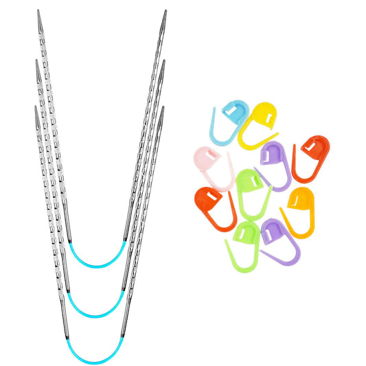 addi FlexiFlips Squared Ergonomic 12 inch (20cm) (Set of 3) US 0 (2.0mm) DPN Double Pointed Knitting Needle, Textured Finish, Rounded Edges, Long Taper Sharp Tips with 10 Colorful Stitch Markers