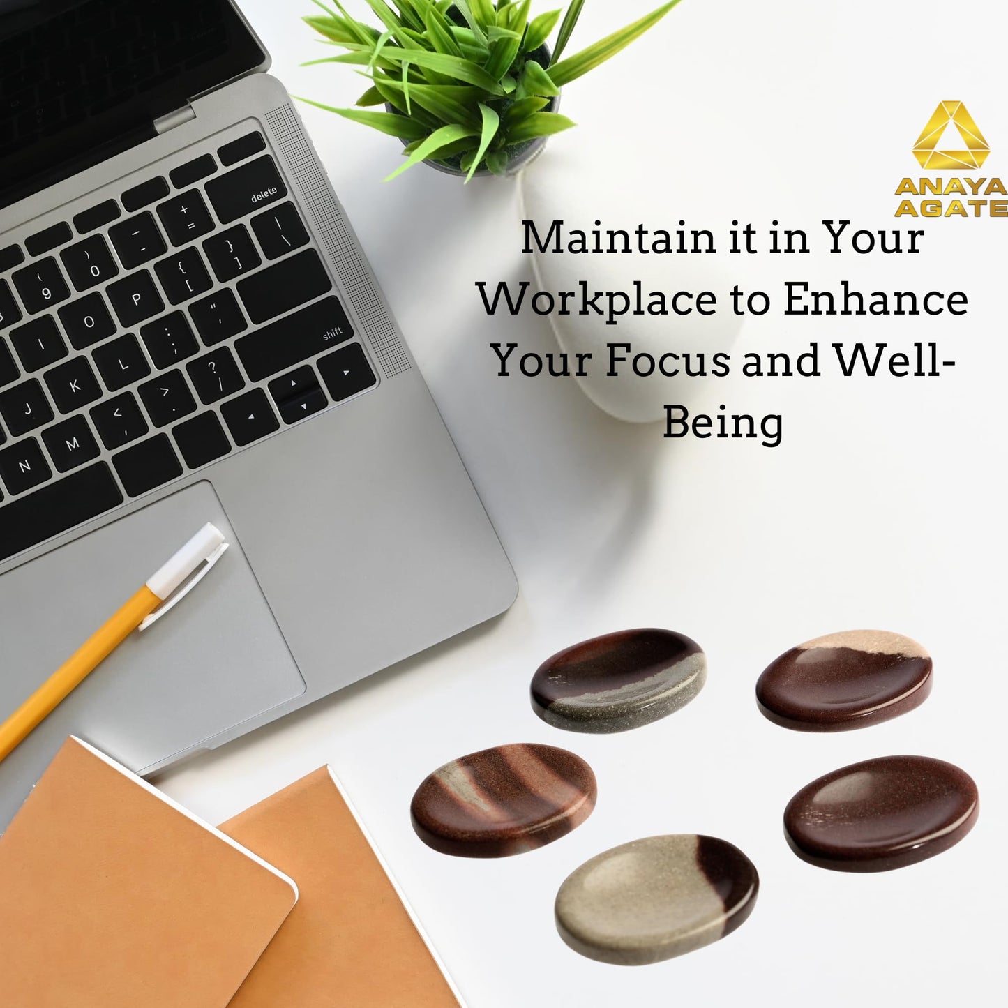 Anaya Agate Narmada Shiva Lingam Worry Stones Certified Crystal Thumb Worry Stone for Anguish Relaxing & Soothing Balance Stones for Meditation Stress Relief Crystals and Healing Stones for Men Women