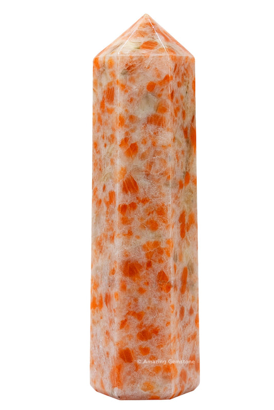 Amazing Gemstone Large Sunstone Crystal Towers ~ Natural Healing Crystal Point Obelisk for Reiki Healing and Crystal Grid (5.5 to 6 INCH)