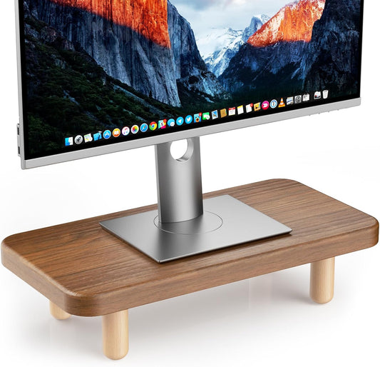 16Inch Monitor Stand Riser, Wood Desk Organizer with Monitor Stand & Storage Computer Monitor and Laptop Riser