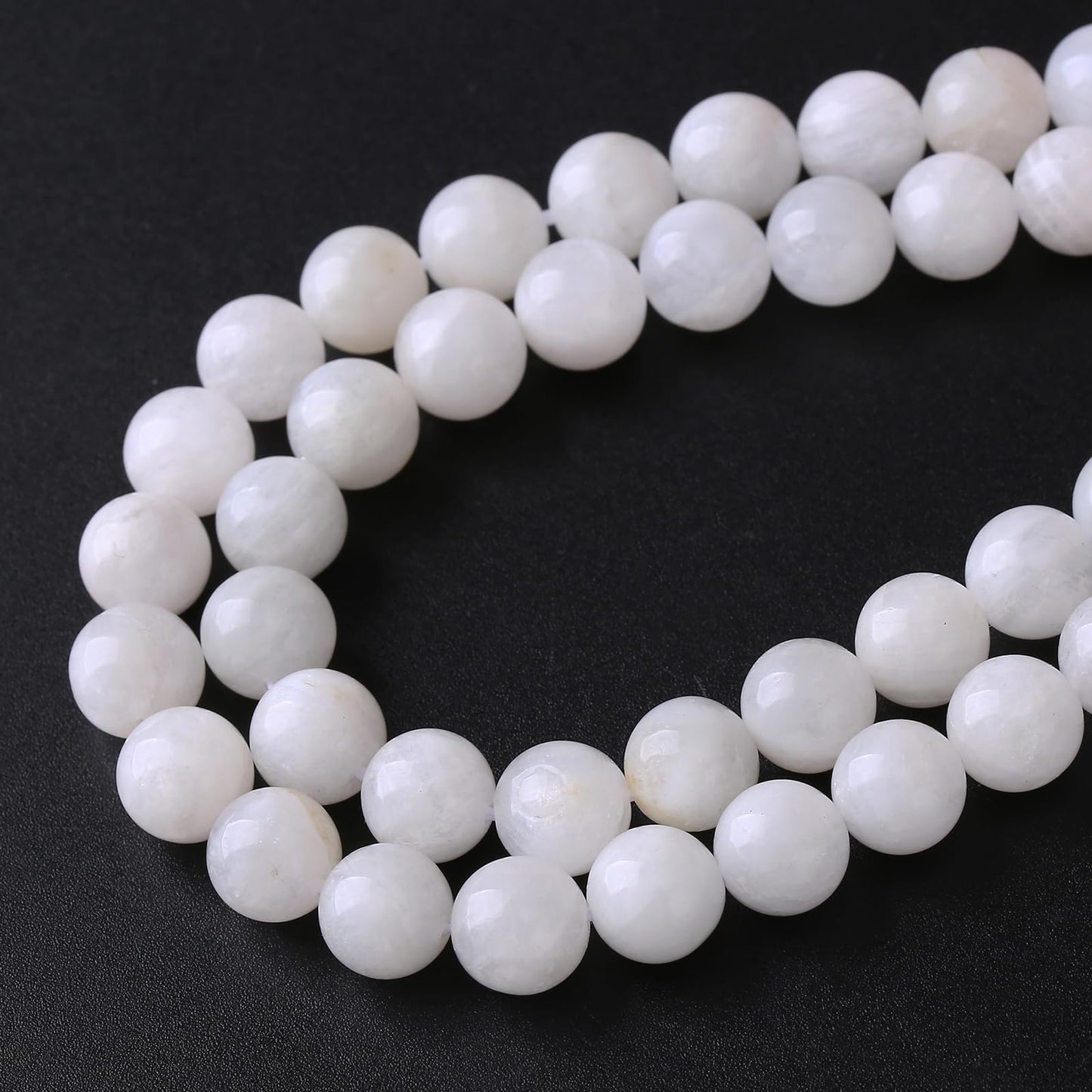 8MM 45PCS Natural Stone White Moonstone Gemstone Semi Precious Beads for Jewelry Making DIY Bracelet