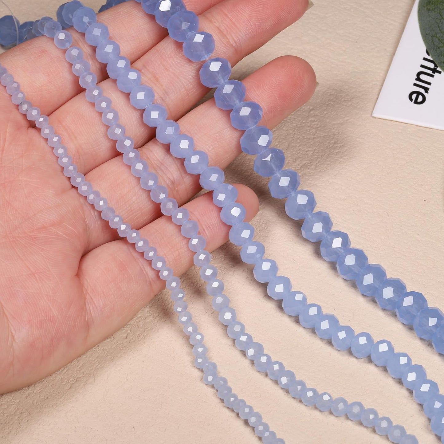NITOPUPU 500pcs 6mm Crystal Glass Beads for Jewelry Making Faceted Rondelle Flat Porcelain Beads for Bracelets Necklace Earrings DIY Crafts (Blue Porcelain Bead)