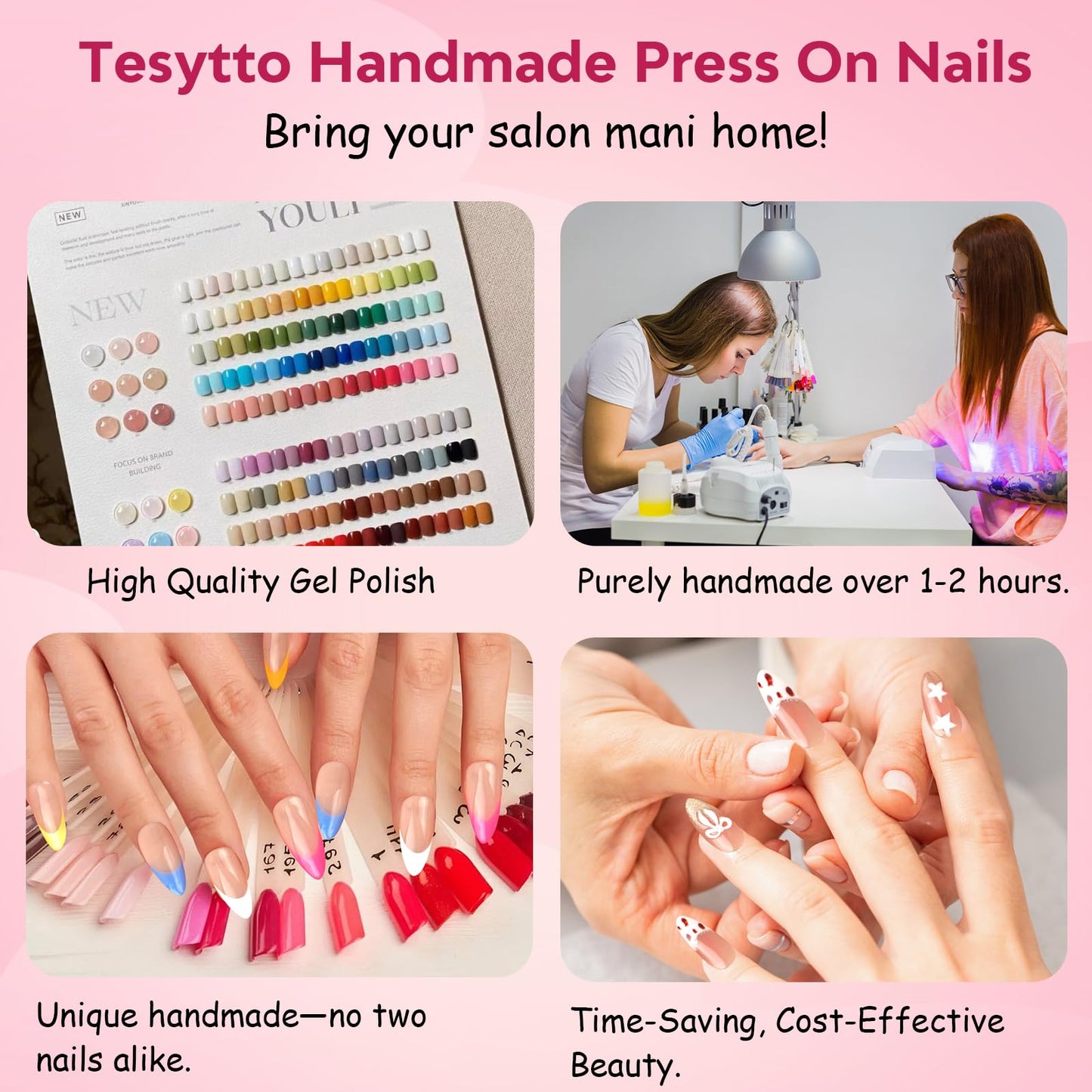 Tesytto Handmade Press on Nails Coffin Shape Glossy Reusable False Nails for Nail Art (Red Gold Classic, S)
