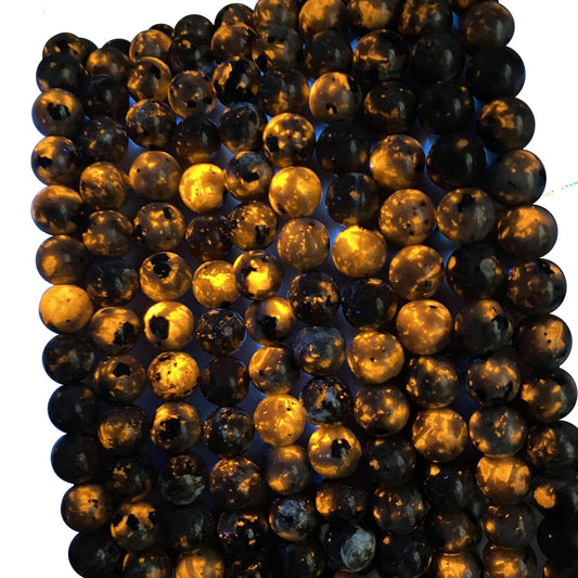 160PCS 4MM Flame Yooperlite Stone Beads Loose Beads for Jewelry Making DIY Bracelets Show Flame Color Under The Irradiation of UV Lamps 2 Strands