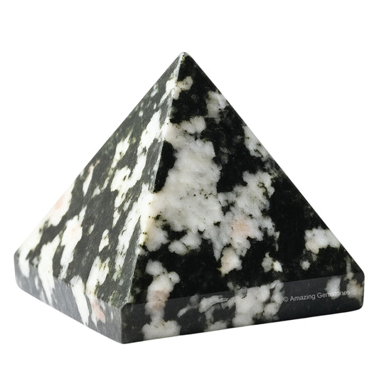 Amazing Gemstone Black & White Tourmaline Pyramid Crystal Healing Stones - 2" Great Pyramid Figurine of Natural Stone Pyramid for Meditation, Reiki, Chakra Balancing and Crystal Pyramids Grid