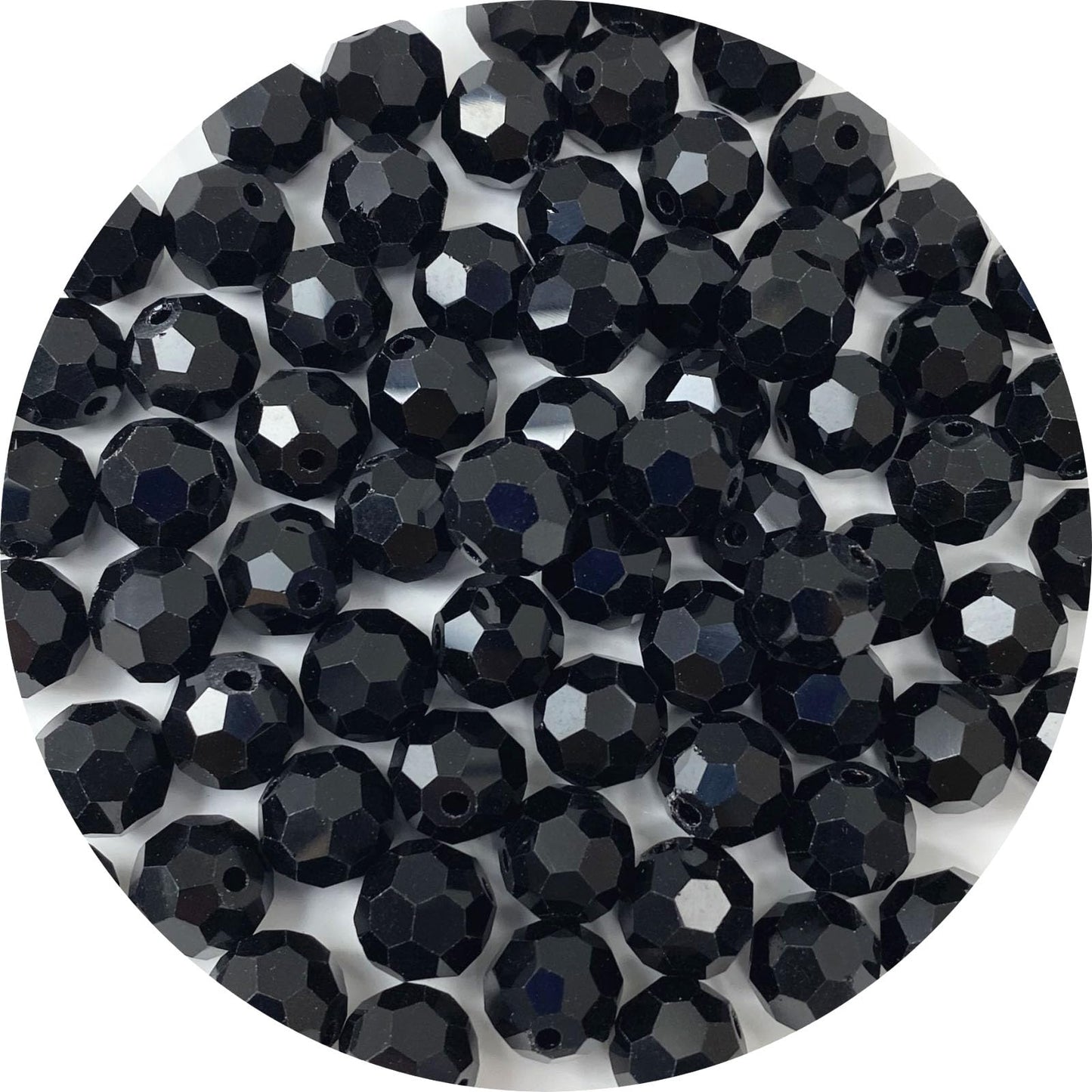 LIMAOLLY 40pcs 12mm Faceted Crystal Glass Beads Round Spacer Beads for Jewelry Making DIY Craft Making Necklace Bracelet Earring Wind Chimes Suncatchers Ornament(504-Black)