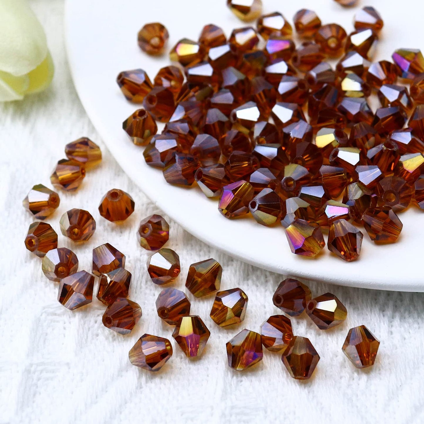 Dowarm 1000PCS 4MM Crystal Beads, Amber AB Glass Bicone Beads for Jewelry Making, Crafts, DIY Bracelet, Necklace, Suncatchers, Faceted Spacer Beads