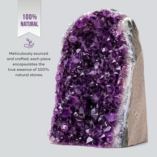 EMPORION Natural Amethyst (2 lb to 3 lb) - 4" to 7" Height - Crystal Clusters Stone from Uruguay Raw Geode Quartz - Deep Purple Color