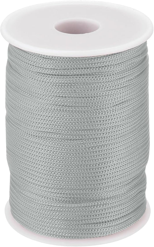 MECCANIXITY 1/12 Inch Polypropylene Rope Braided Ropes, 328ft Nylon Rope Hollow Utility Cord for Clothesline, Camping, Hiking, Outdoor, Light Grey
